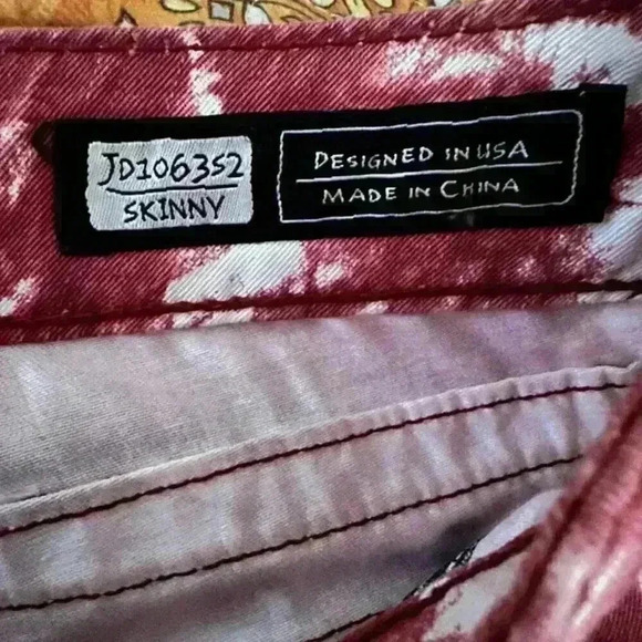 Miss Me Womens Jeans Tie Dye Red JD106352 Skinny Rhinestone Flap Pocket Size 30 - Picture 6 of 8